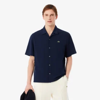 Camicia a maniche corte in piqué dalla vestibilità comoda