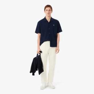 Camicia a maniche corte in piqué dalla vestibilità comoda