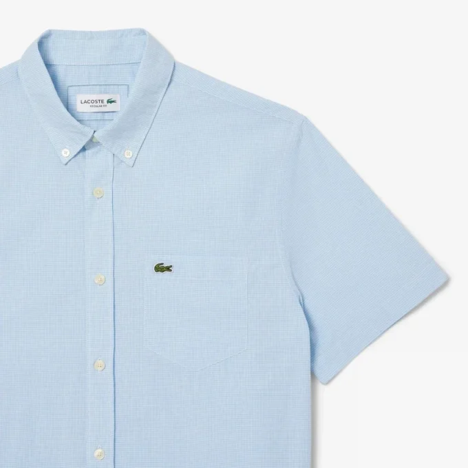 Camicia a quadretti da uomo a maniche corte e vestibilità regolare Camicia a quadretti da uomo a maniche corte e vestibilità regolare