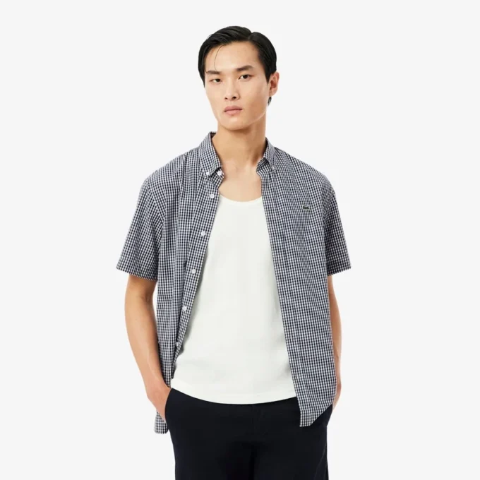 Camicia a quadri a maniche corte, vestibilità regolare Camicia a quadri a maniche corte, vestibilità regolare