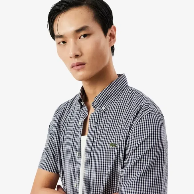 Camicia a quadri a maniche corte, vestibilità regolare Camicia a quadri a maniche corte, vestibilità regolare