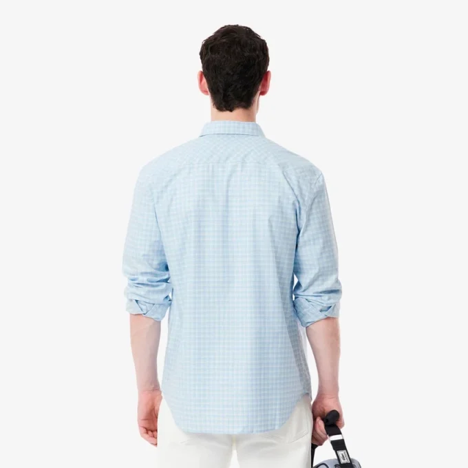 Camicia a quadri elasticizzata da uomo, vestibilità regolare Camicia a quadri elasticizzata da uomo, vestibilità regolare