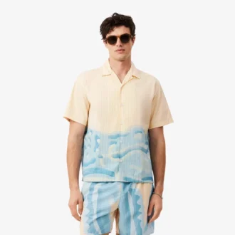Camicia a righe con coccodrillo, vestibilità comoda
