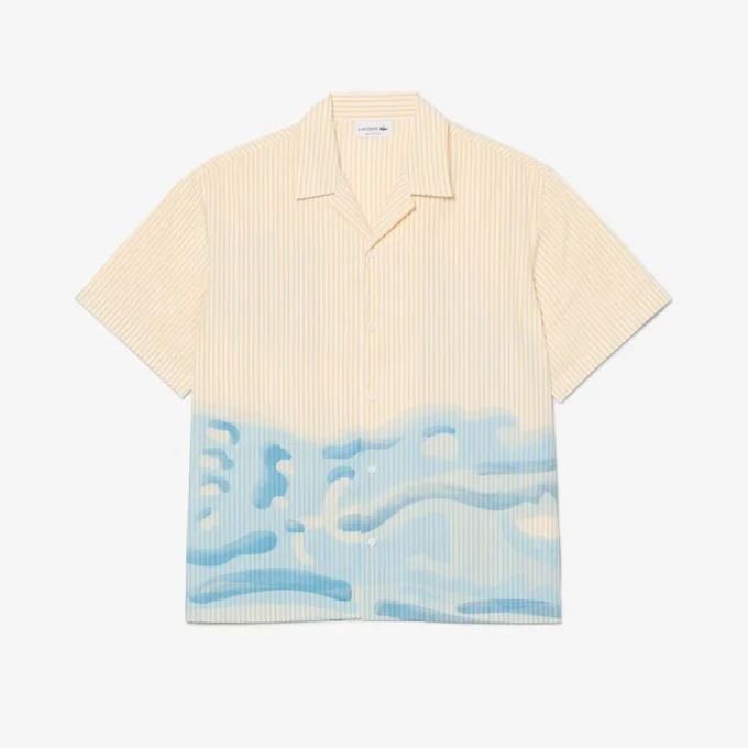 Camicia a righe con coccodrillo, vestibilità comoda Camicia a righe con coccodrillo, vestibilità comoda