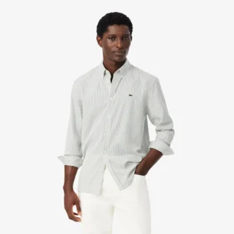 Camicia a righe in cotone pinpoint da uomo, vestibilità regolare