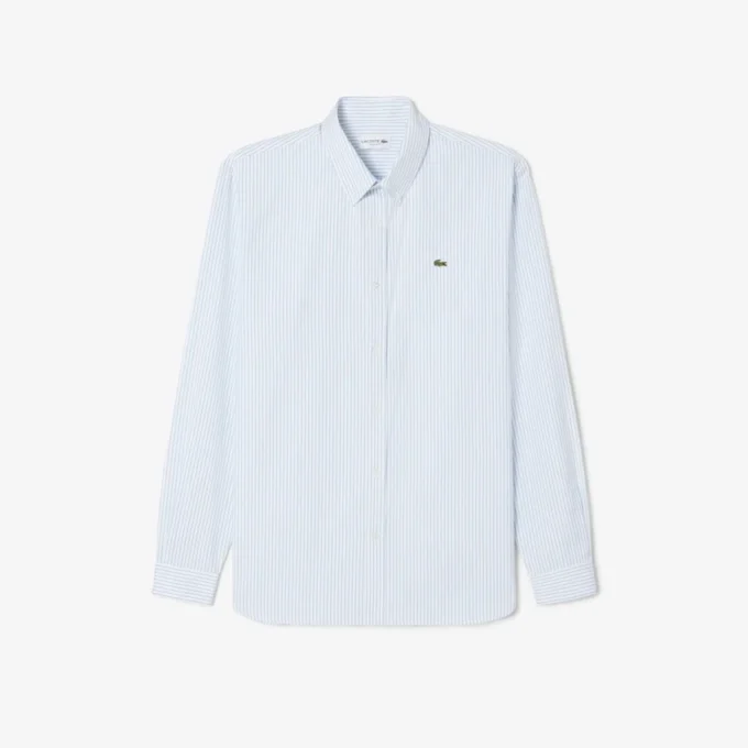 Camicia a righe in cotone pinpoint da uomo, vestibilità regolare Camicia a righe in cotone pinpoint da uomo, vestibilità regolare