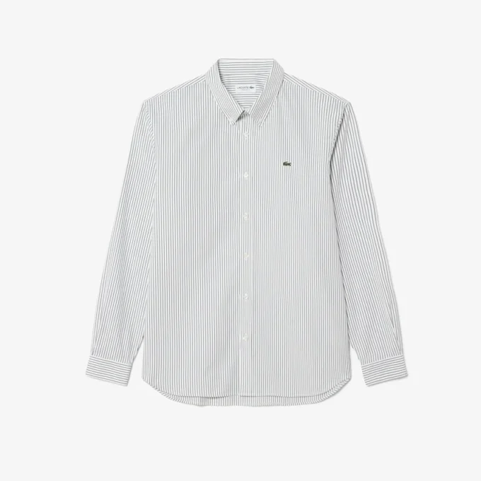 Camicia a righe in cotone pinpoint da uomo, vestibilità regolare Camicia a righe in cotone pinpoint da uomo, vestibilità regolare