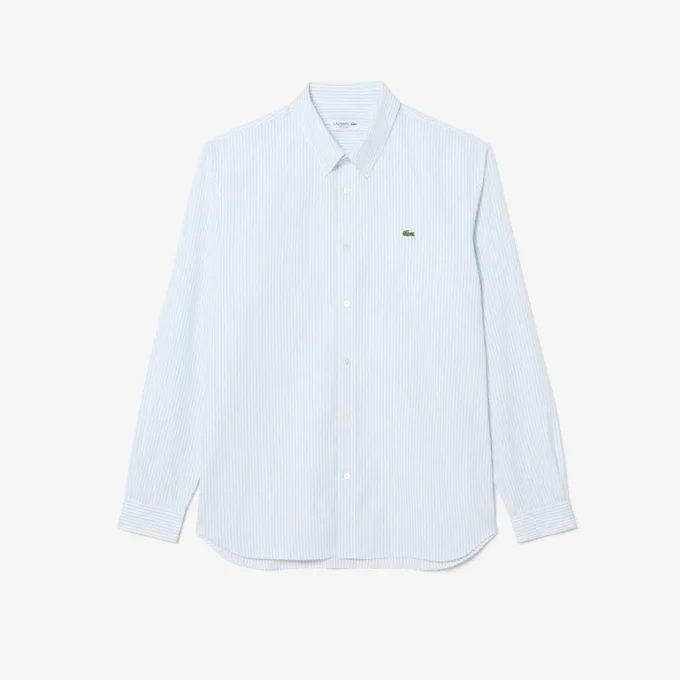 Camicia a righe in cotone pinpoint da uomo, vestibilità regolare Camicia a righe in cotone pinpoint da uomo, vestibilità regolare