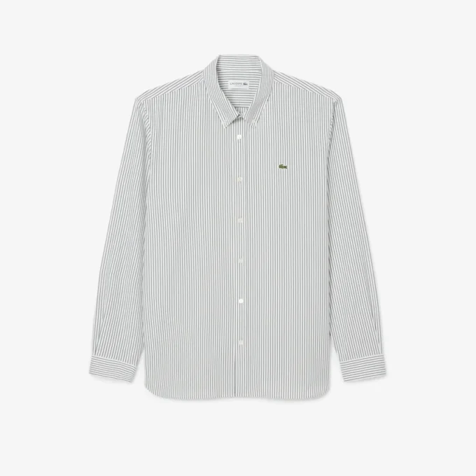 Camicia a righe in cotone pinpoint da uomo, vestibilità regolare Camicia a righe in cotone pinpoint da uomo, vestibilità regolare