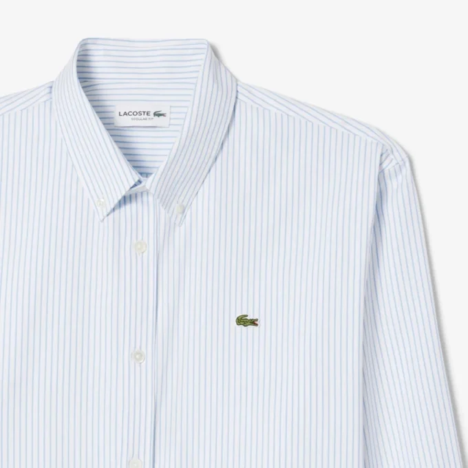 Camicia a righe in cotone pinpoint da uomo, vestibilità regolare Camicia a righe in cotone pinpoint da uomo, vestibilità regolare