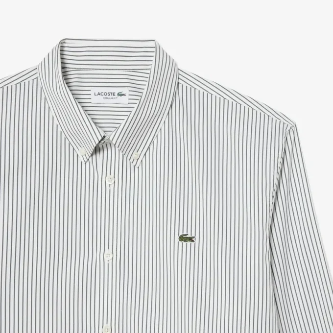 Camicia a righe in cotone pinpoint da uomo, vestibilità regolare Camicia a righe in cotone pinpoint da uomo, vestibilità regolare