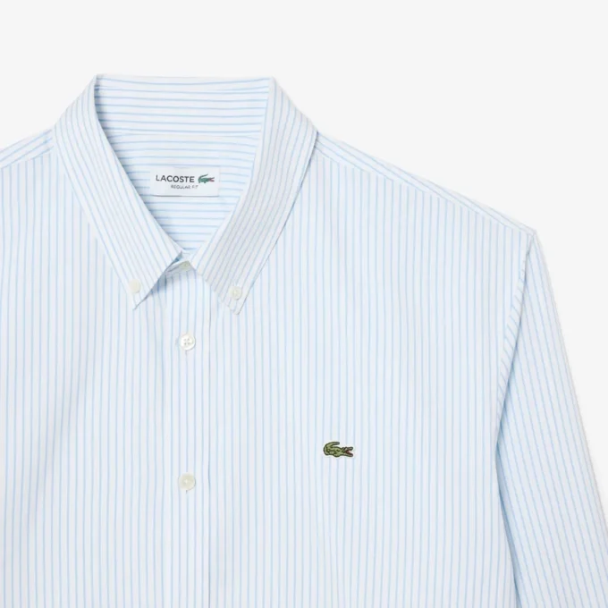 Camicia a righe in cotone pinpoint da uomo, vestibilità regolare Camicia a righe in cotone pinpoint da uomo, vestibilità regolare