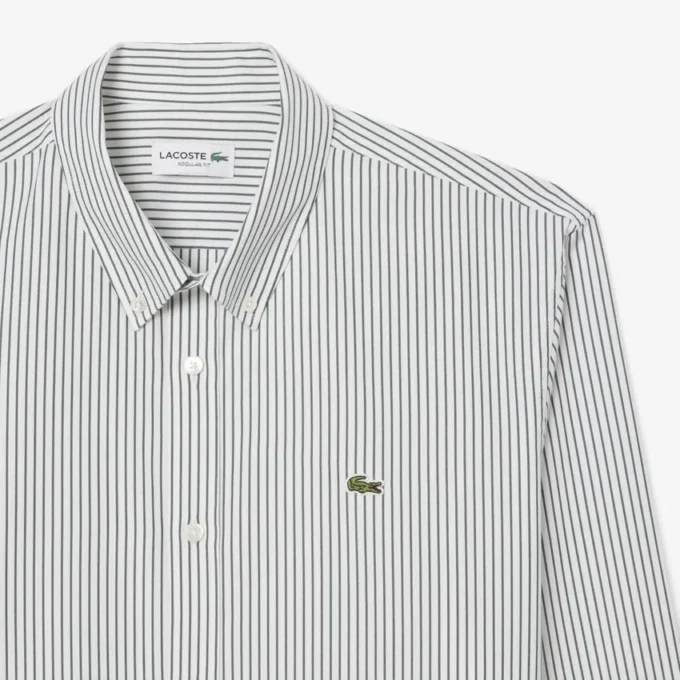 Camicia a righe in cotone pinpoint da uomo, vestibilità regolare Camicia a righe in cotone pinpoint da uomo, vestibilità regolare