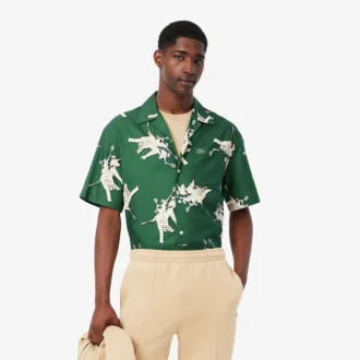 Camicia da uomo dalla vestibilità comoda con stampa Rena Lacoste