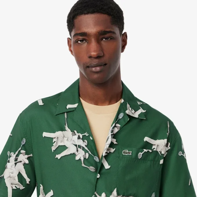 Camicia da uomo dalla vestibilità comoda con stampa Rena Lacoste Camicia da uomo dalla vestibilità comoda con stampa Rena Lacoste