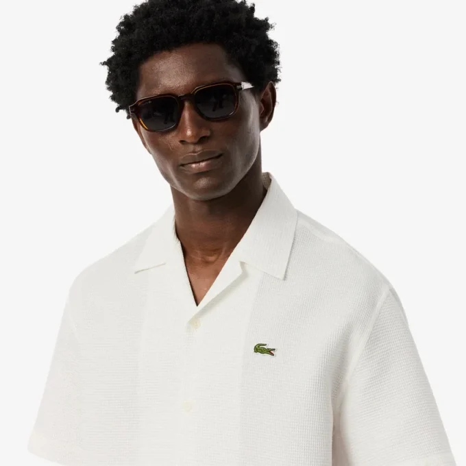 Camicia da uomo dalla vestibilità comoda con trama a nido d’ape Camicia da uomo dalla vestibilità comoda con trama a nido d’ape