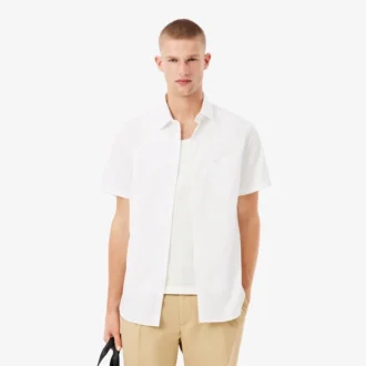 Camicia da uomo in cotone a maniche corte, vestibilità regolare