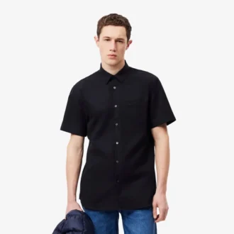 Camicia da uomo in cotone a maniche corte, vestibilità regolare