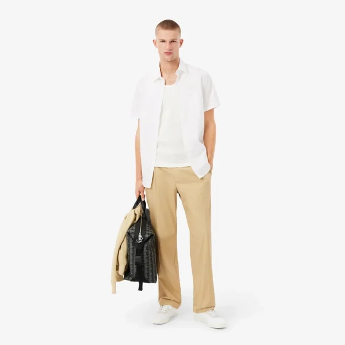 Camicia da uomo in cotone a maniche corte, vestibilità regolare Camicia da uomo in cotone a maniche corte, vestibilità regolare