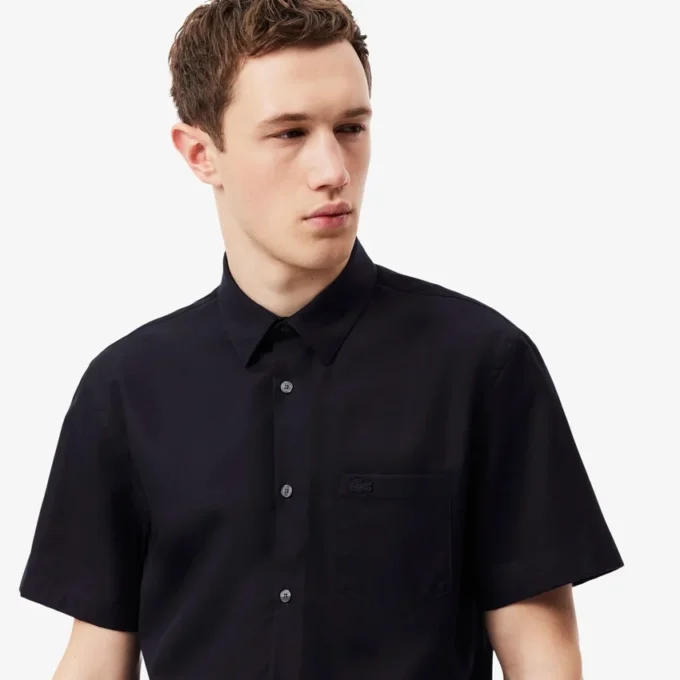 Camicia da uomo in cotone a maniche corte, vestibilità regolare Camicia da uomo in cotone a maniche corte, vestibilità regolare