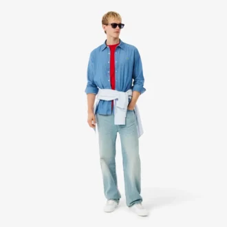 Camicia da uomo in denim leggero, vestibilità regolare
