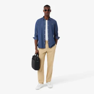 Camicia da uomo in denim leggero, vestibilità regolare