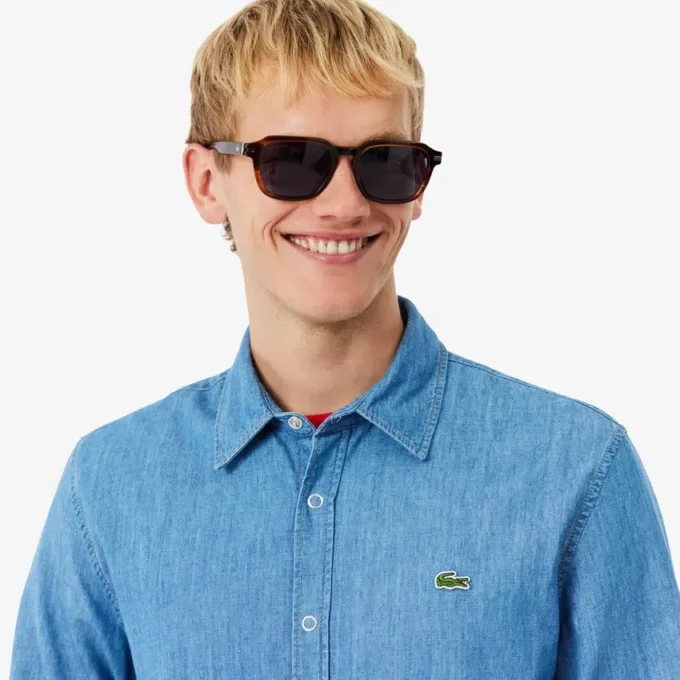 Camicia da uomo in denim leggero, vestibilità regolare Camicia da uomo in denim leggero, vestibilità regolare
