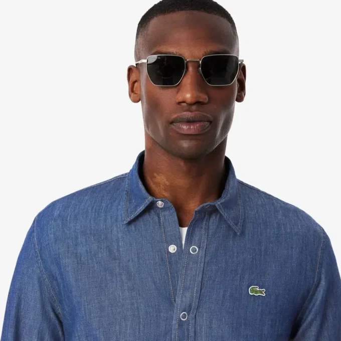 Camicia da uomo in denim leggero, vestibilità regolare Camicia da uomo in denim leggero, vestibilità regolare