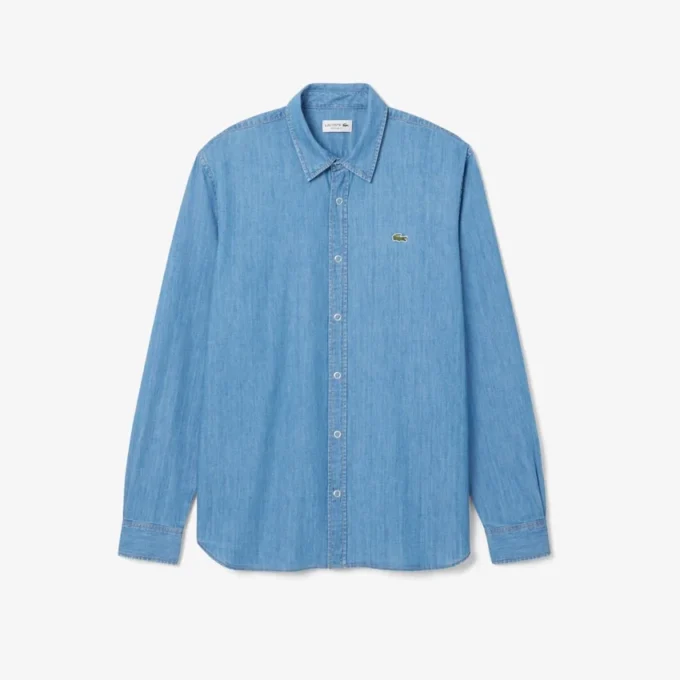 Camicia da uomo in denim leggero, vestibilità regolare Camicia da uomo in denim leggero, vestibilità regolare