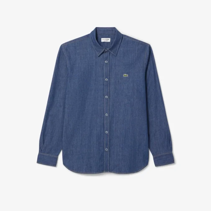 Camicia da uomo in denim leggero, vestibilità regolare Camicia da uomo in denim leggero, vestibilità regolare