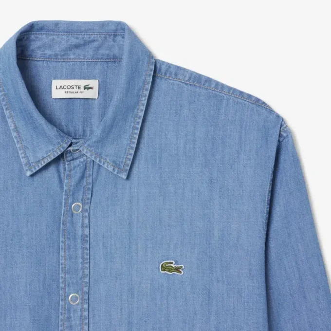 Camicia da uomo in denim leggero, vestibilità regolare Camicia da uomo in denim leggero, vestibilità regolare