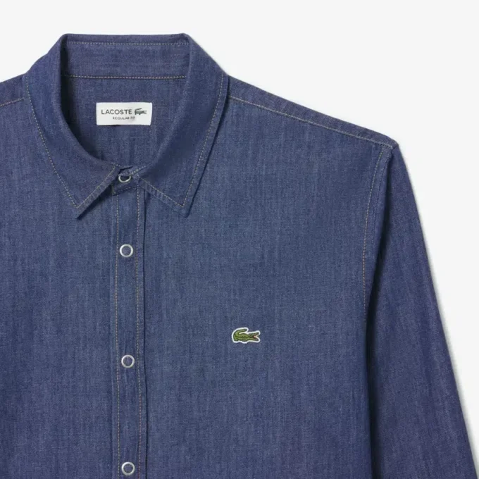 Camicia da uomo in denim leggero, vestibilità regolare Camicia da uomo in denim leggero, vestibilità regolare