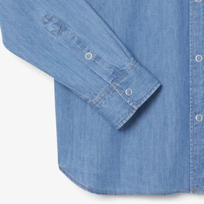 Camicia da uomo in denim leggero, vestibilità regolare Camicia da uomo in denim leggero, vestibilità regolare