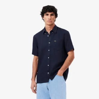 Camicia da uomo in lino a maniche corte