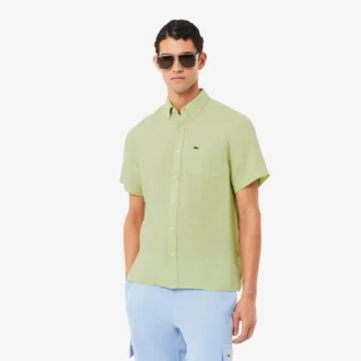 Camicia da uomo in lino a maniche corte