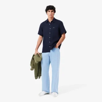 Camicia da uomo in lino a maniche corte