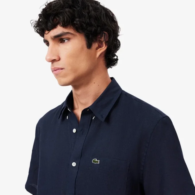 Camicia da uomo in lino a maniche corte Camicia da uomo in lino a maniche corte