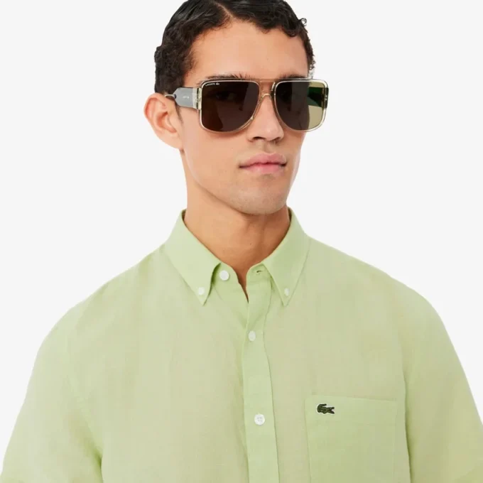 Camicia da uomo in lino a maniche corte Camicia da uomo in lino a maniche corte