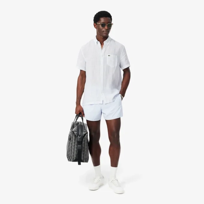Camicia da uomo in lino a maniche corte, vestibilità regolare Camicia da uomo in lino a maniche corte, vestibilità regolare