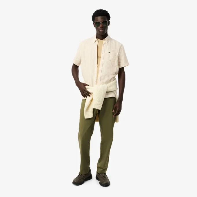 Camicia da uomo in lino a maniche corte, vestibilità regolare Camicia da uomo in lino a maniche corte, vestibilità regolare