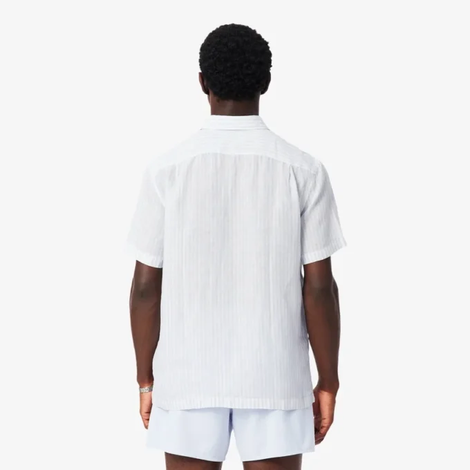 Camicia da uomo in lino a maniche corte, vestibilità regolare Camicia da uomo in lino a maniche corte, vestibilità regolare