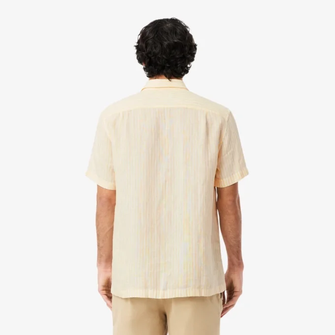 Camicia da uomo in lino a maniche corte, vestibilità regolare Camicia da uomo in lino a maniche corte, vestibilità regolare