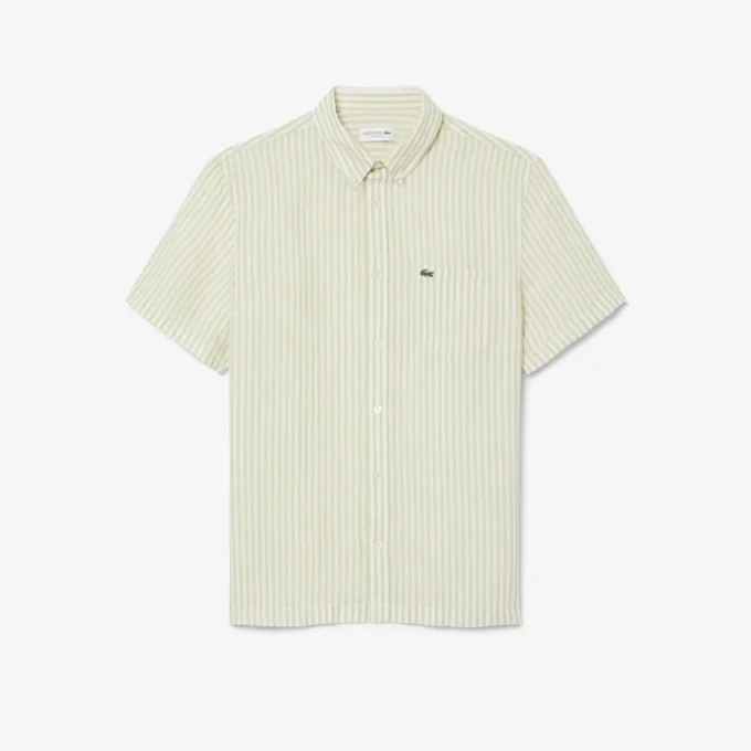 Camicia da uomo in lino a maniche corte, vestibilità regolare Camicia da uomo in lino a maniche corte, vestibilità regolare