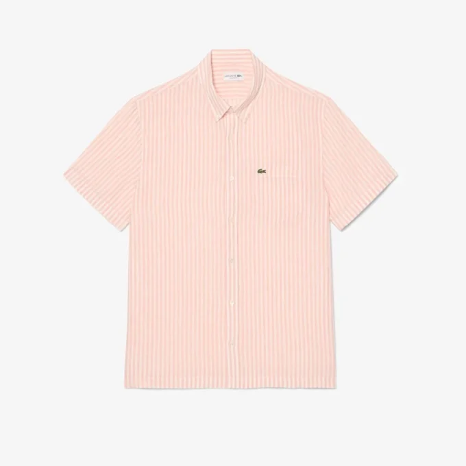 Camicia da uomo in lino a maniche corte, vestibilità regolare Camicia da uomo in lino a maniche corte, vestibilità regolare