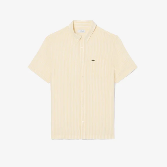 Camicia da uomo in lino a maniche corte, vestibilità regolare Camicia da uomo in lino a maniche corte, vestibilità regolare