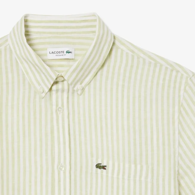 Camicia da uomo in lino a maniche corte, vestibilità regolare Camicia da uomo in lino a maniche corte, vestibilità regolare