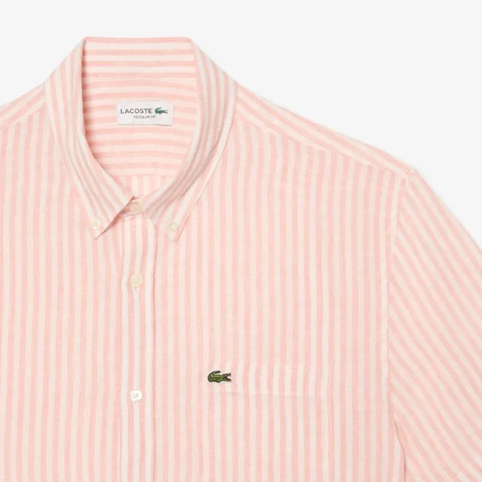 Camicia da uomo in lino a maniche corte, vestibilità regolare Camicia da uomo in lino a maniche corte, vestibilità regolare