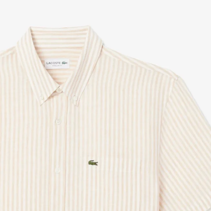 Camicia da uomo in lino a maniche corte, vestibilità regolare Camicia da uomo in lino a maniche corte, vestibilità regolare