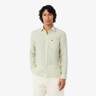 Camicia da uomo in lino a righe dal taglio regolare