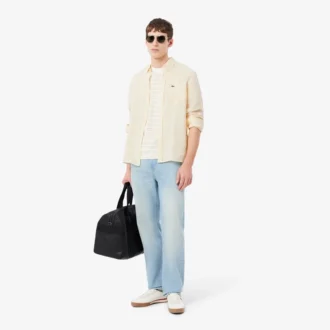 Camicia da uomo in lino a righe dal taglio regolare